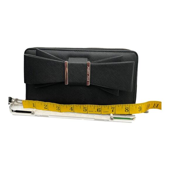 Betsey Johnson Bow Wallet Wristlet Zip Around Black Pink Interior 80s 90s Retro - Picture 7 of 8